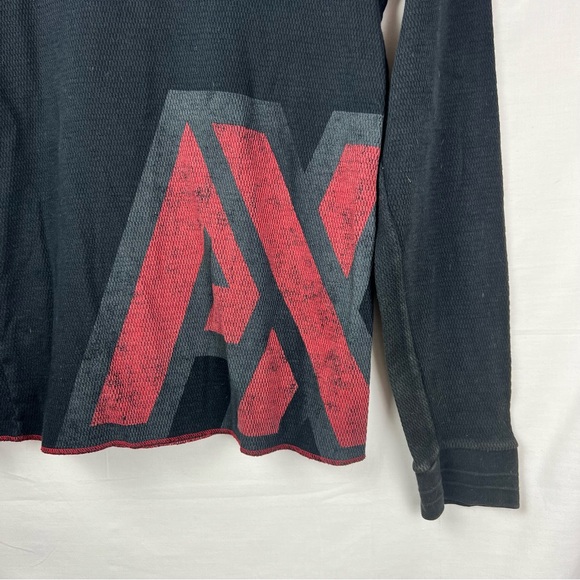 Armani Exchange Waffle Knit Black Long Sleeve Shirt Logo Size SX - Picture 3 of 7